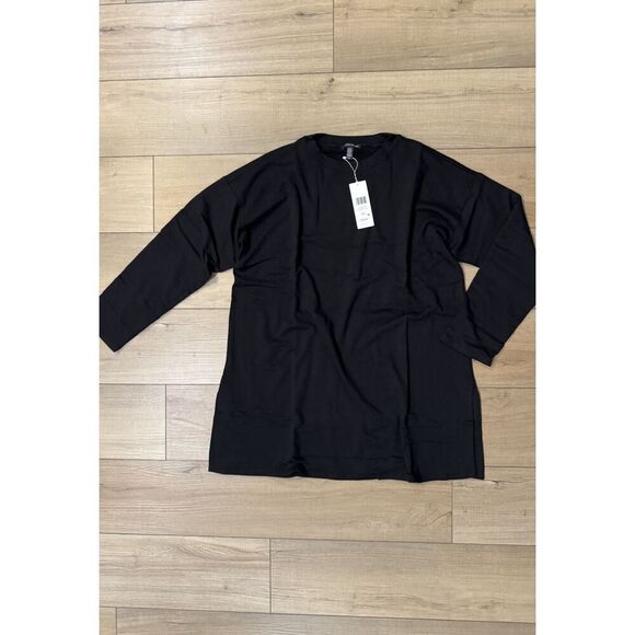 NWT Eileen Fisher Boxy Tunic Top sweater Womens Black XS Extra Small fleece Hug - Picture 6 of 6
